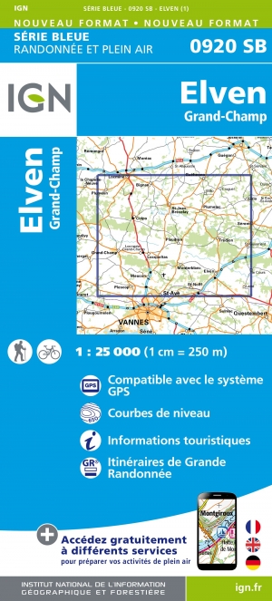 Wandelkaart 0920 SB Elven & Grand-Champ - Bretagne - IGN