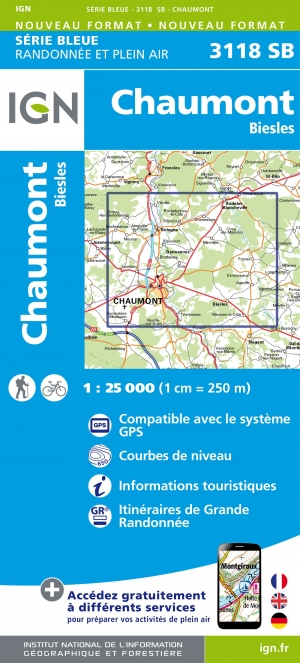 Wandelkaart 3118 SB Chaumont & Biesles - IGN