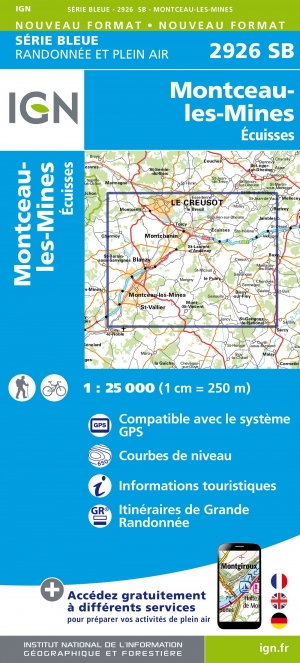 Wandelkaart 2926 SB Montceau-les-Mines & Ecuisses - IGN