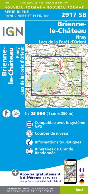 Wandelkaart 2917 SB Brienne-le-Château - IGN