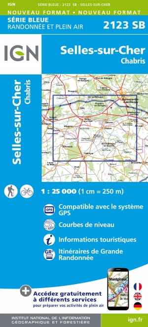 Wandelkaart 2123 SB Selles-sur-Cher & Chabris - IGN