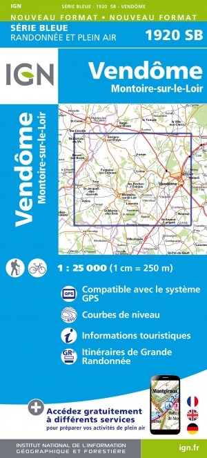 Wandelkaart 1920 SB Vendôme & Montoire-sur-le-Loir - IGN