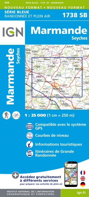 Wandelkaart 1738 SB Marmande & Seyches- Aquitaine - IGN