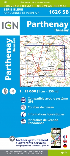 Wandelkaart 1626 SB Parthenay & Thénezay - IGN