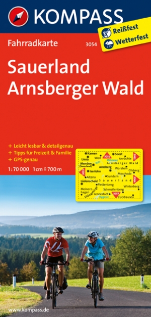 Fietskaart 3054 Sauerland & Arnsberger Wald - Kompass