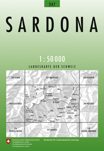 Wandelkaart 247 Sardona St-Gallen - Swisstopo