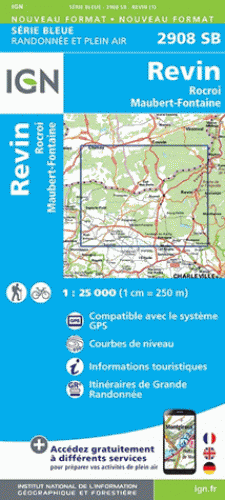 Wandelkaart 2908 SB Revin- Rocroi & Maubert-Fontaine - IGN
