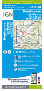 Wandelkaart 3219 SB Bourbonne-les-Bains & Val-de-Meuse - IGN