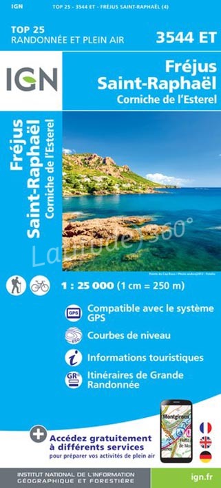 Wandelkaart 3544 ET Fréjus - St-Raphaël - IGN