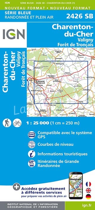 Wandelkaart 2426 SB Charenton-du-Cher & Valigny - IGN