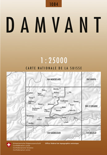 Wandelkaart 1084 - Damvant Jura Zwitserland - Swisstopo