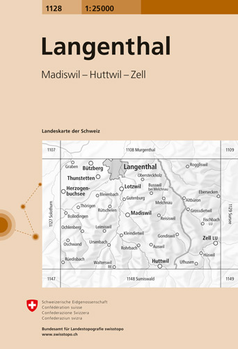 Wandelkaart 1128 Langenthal Bern Zwitserland - Swisstopo