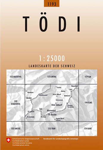 Wandelkaart 1193 Tödi Graubünden Zwitserland - Swisstopo
