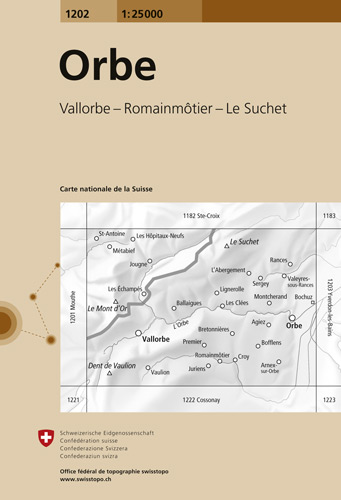 Wandelkaart 1202 - Orbe Vaud Zwitserland - Swisstopo