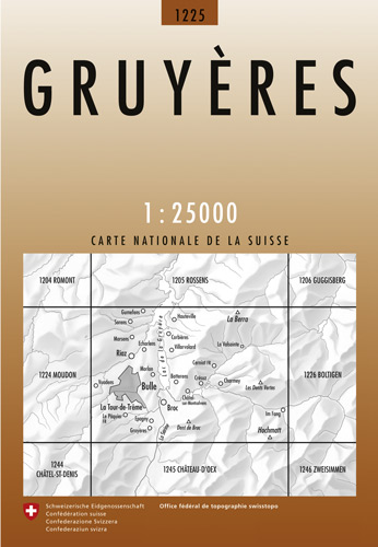 Wandelkaart 1225 - Gruyères Fribourg - Swisstopo