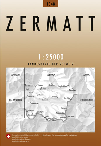 Wandelkaart 1348 Zermatt Wallis Zwitserland - Swisstopo