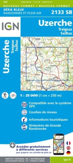 Wandelkaart 2133 SB Uzerche - Treignac & Seilhac - IGN