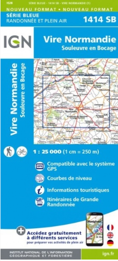 Wandelkaart 1414 SB Vire & St-Sever-Calvados - IGN