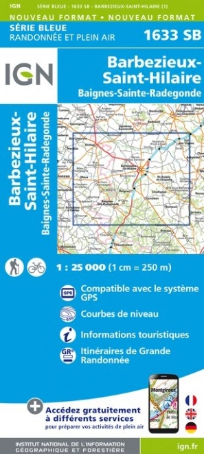 Wandelkaart 1633 SB Barbezieux-St-Hilaire - IGN