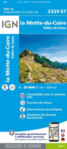 Wandelkaart 3339 ET La Motte-du-Caire & Vallée du Sasse- IGN