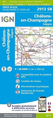 Wandelkaart 2913 SB Châlons-en-Champagne & Suippes - IGN