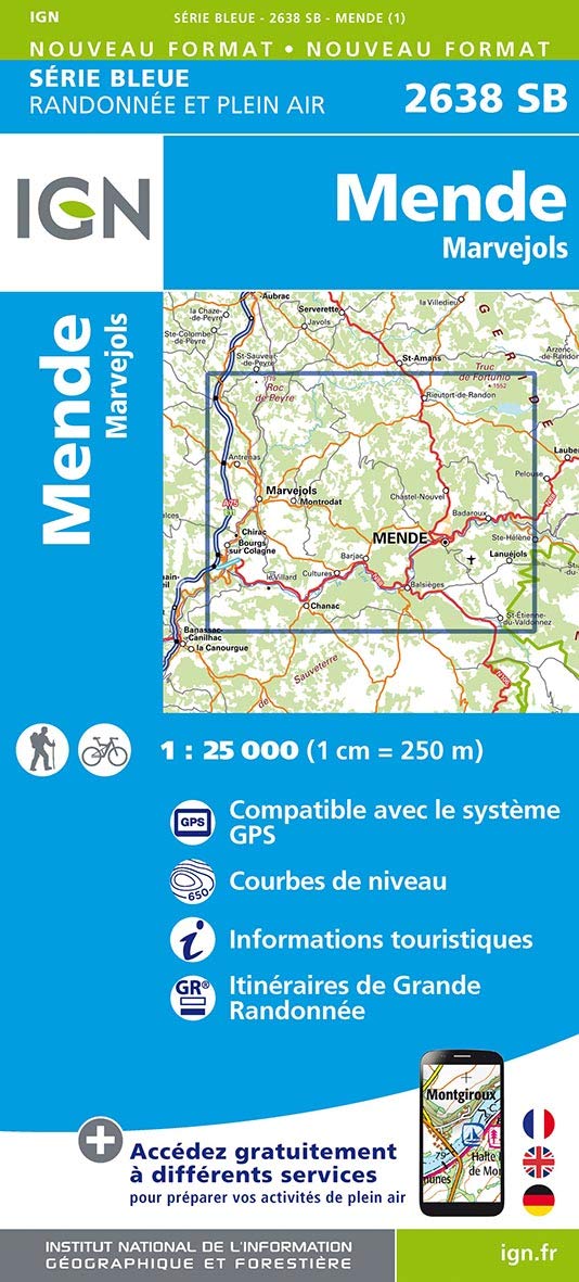 Wandelkaart 2638 SB - Mende & Marvejols - IGN