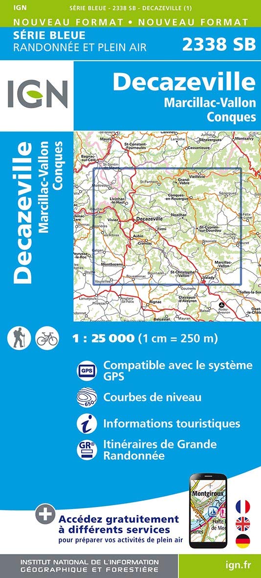 Wandelkaart 2338 SB - Decazeville & Marcillac-Vallon - IGN