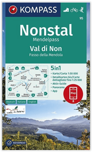 Wandelkaart 95 Val di Non - Nostal & Mendelpass - Kompass
