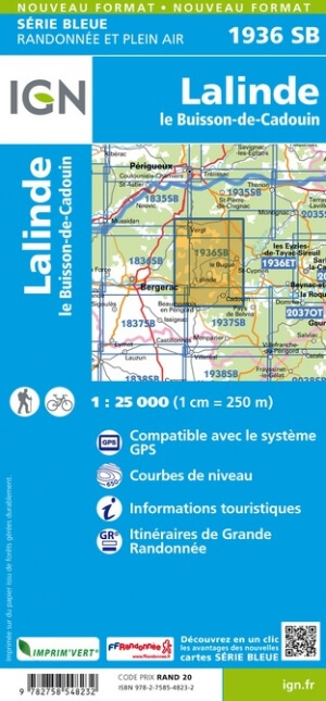 Wandelkaart 1936 SB Lalinde & le Buisson-de-Cadouin - IGN
