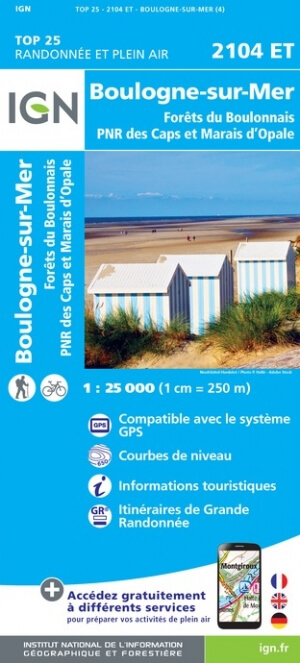 Wandelkaart 2104 ET Boulogne-sur-Mer - IGN