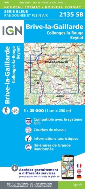 Wandelkaart 2135 SB Brive-la-Gaillarde- Beynat & Meyssac - IGN