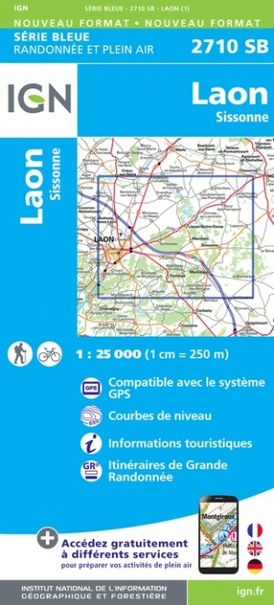 Wandelkaart 2710 SB Laon & Sissonne - IGN