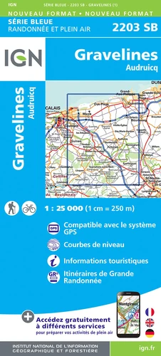 Wandelkaart 2203 SB Gravelines & Audruicq - IGN
