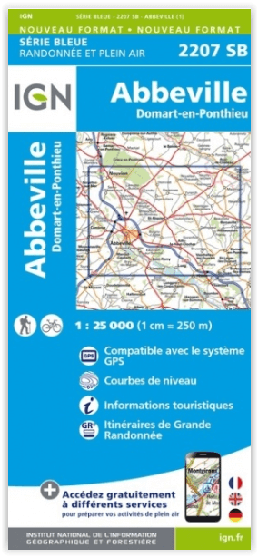 Wandelkaart 2207 SB Abbeville & Domart-en-Ponthieu - IGN