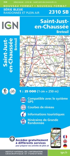 Wandelkaart 2310 SB St-Juste-en-Chaussée & Breteuil - IGN