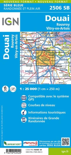Wandelkaart 2506 SB - Douai- Rouvroy & Vitry-en-Artois - IGN