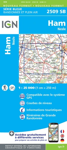 Wandelkaart 2509 SB Ham & Nesle - IGN