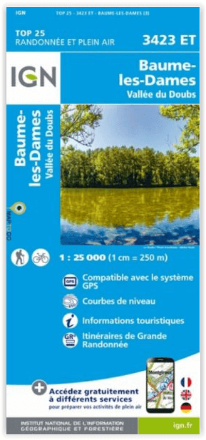 Wandelkaart 3423 ET Baume-les-Dames & Vallée de Doubs - IGN