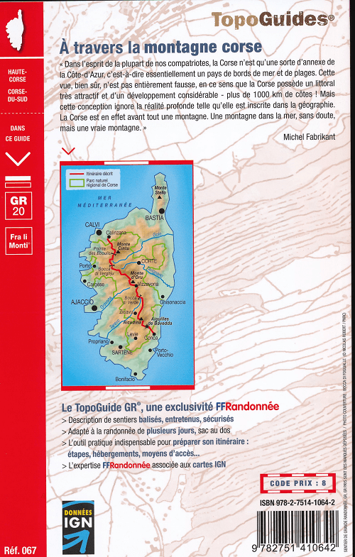 Wandelgids 067 - A travers la montagne Corse - GR20 - FFR