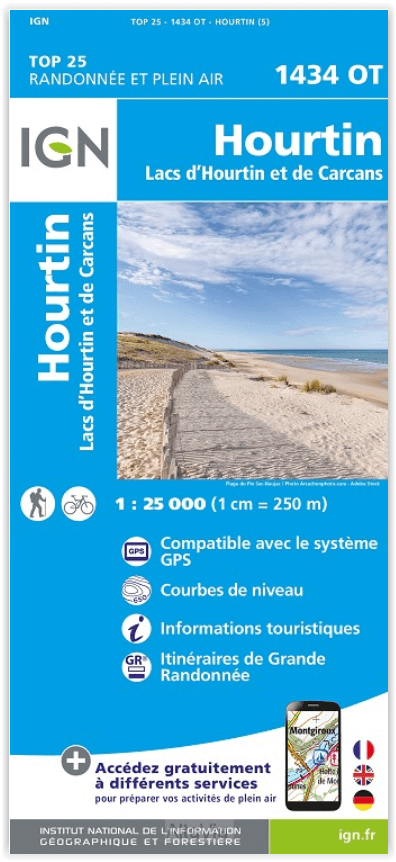 Wandelkaart 1434 OT Hourtin & Lacs d'Hourtin et de Carcans - IGN