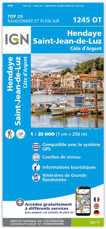 Wandelkaart 1245 OT St-Jean-de-Luz & Côte d'Argent - IGN