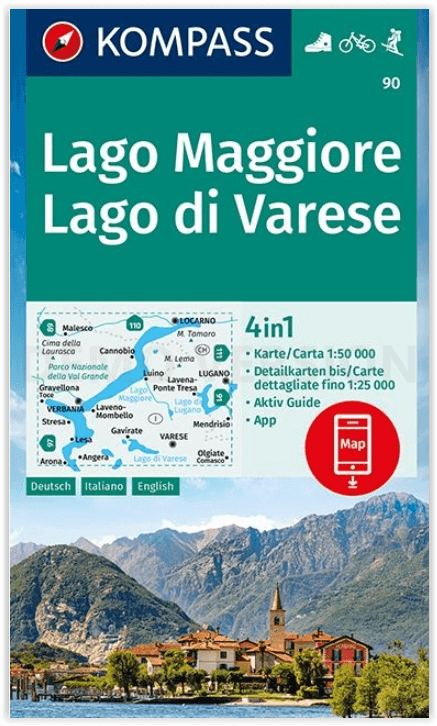 Wandelkaart 90 - Lago Maggiore - Lago di Varese - Kompass