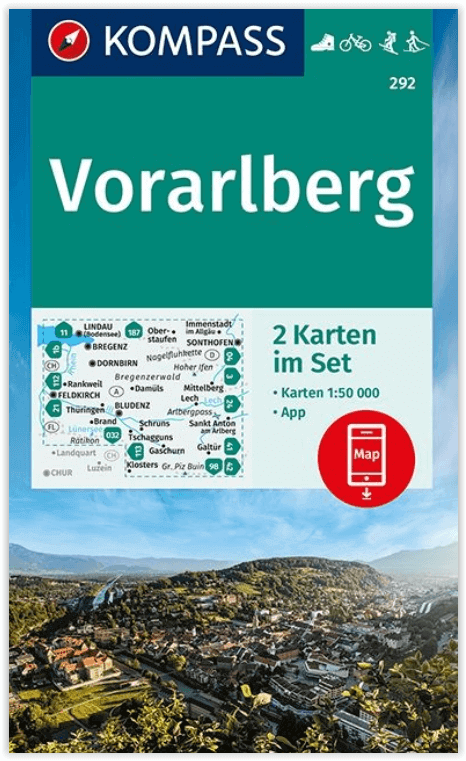 Wandelkaart 292 Vorarlberg Oostenrijk - Kompass