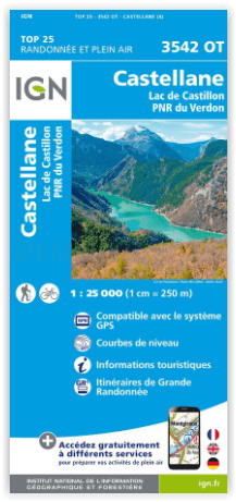 Wandelkaart 3542 OT Castellane - IGN