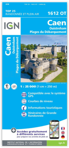 Wandelkaart 1612 OT Caen & Ouistreham - IGN
