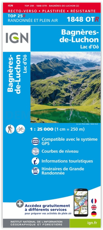 Wandelkaart 1848 OT(R) Bagnères-de-Luchon - Lac d'Oô - IGN
