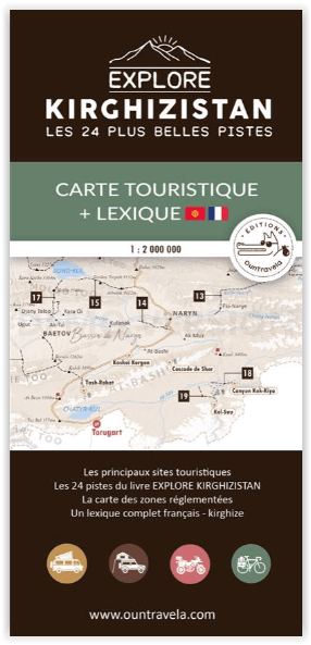 Wandelkaart Explore Kirghizistan - Carte Touristique - Ountravela
