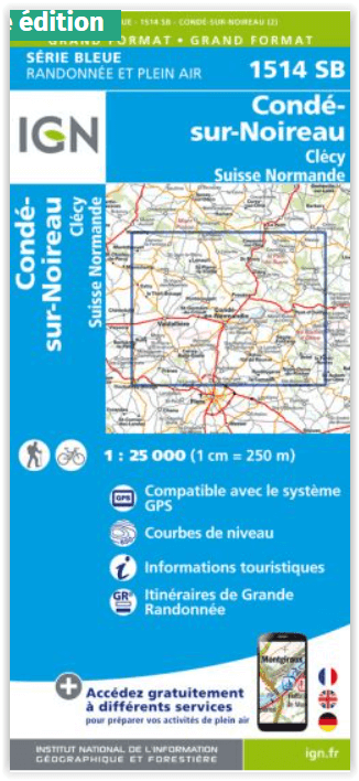 Wandelkaart 1514 SB Condé-sur-Noireau- Clécy & Suisse - IGN