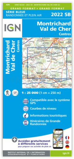 Wandelkaart 2022 SB Montrichard & Contres - IGN