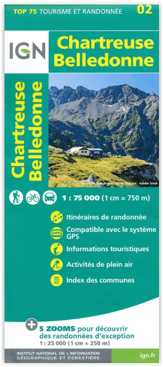 Wandelkaart TOP75 02 Chartreuse Belledonne - IGN